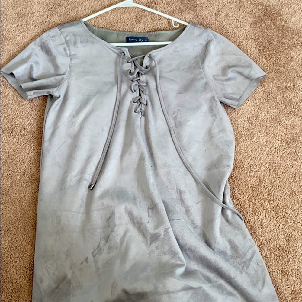 Suede lace up dress
